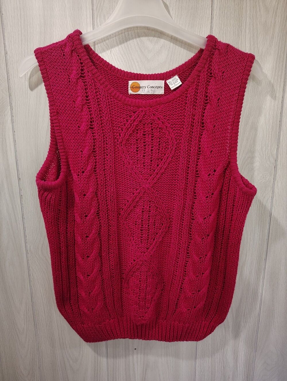 Vintage Country Concepts Cable Knit Sweater Vest Pink Korea Size L